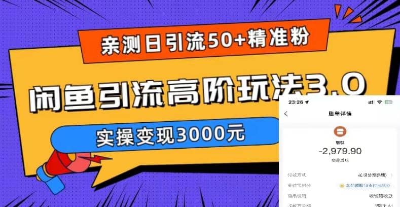實測日引50 精準粉，閑魚引流高階玩法3.0，實操變現3000元插圖
