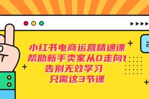 小紅書(shū)電商·運(yùn)營(yíng)精通課，幫助新手賣家從0走向1 告別無(wú)效學(xué)習(xí)（7節(jié)視頻課）