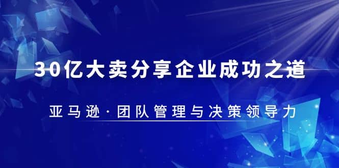 30·億大賣·分享企業(yè)·成功之道-亞馬遜·團隊管理與決策領(lǐng)導(dǎo)力插圖