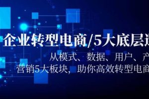 企業轉型電商/5大底層邏輯，從模式 數據 用戶 產品 營銷5大板塊，高效轉型