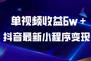 抖音最新小程序變現(xiàn)項(xiàng)目，單視頻收益6w＋