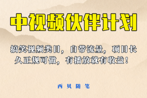 中視頻伙伴計劃玩法！長久正規穩定，有播放就有收益！搞笑類目自帶流量