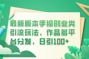 最新版本手繪創業類引流玩法，作品多平臺分發，日引100 創業粉