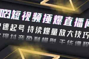 2023短視頻捶爆直播間：快速起號 持續爆量放大技巧 實現抖音盈利模型 干貨