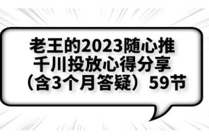 老王的2023隨心推 千川投放心得分享（含3個月答疑）59節(jié)