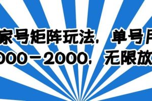 百家號矩陣玩法，單號月產1000-2000，無限放大