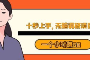 十秒鐘上手，一個(gè)小時(shí)60元暴利無腦調(diào)研項(xiàng)目【揭秘】