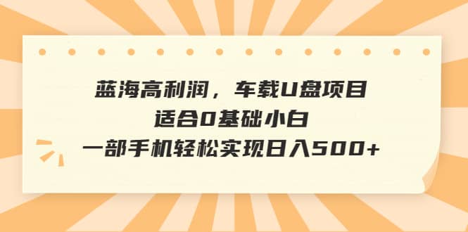 藍海高利潤，車載U盤項目，適合0基礎小白，一部手機輕松實現(xiàn)日入500插圖