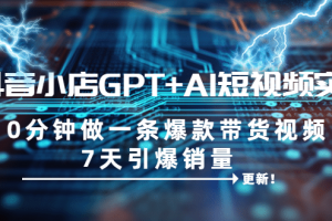 抖音小店GPT AI短視頻實(shí)訓(xùn) 10分鐘做一條爆款帶貨視頻 7天引爆銷量（更新）