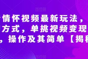 抖音情懷視頻最新玩法，多種變現方式，單挑視頻變現1000 ，操作及其簡單【揭秘】