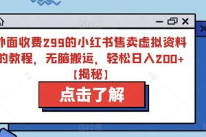 外面收費(fèi)299的小紅書售賣虛擬資料的教程，無(wú)腦搬運(yùn)，輕松日入200 【揭秘】
