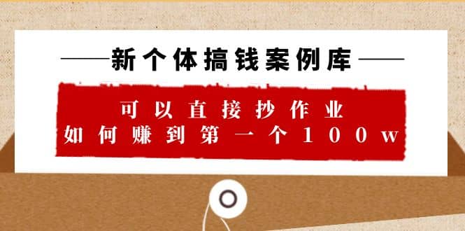 新個體 搞錢案例 庫，可以直接抄作業 如何賺到第一個100w（29節視頻 文檔）插圖