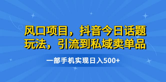 風(fēng)口項(xiàng)目，抖音今日話題玩法，引流到私域賣單品，一部手機(jī)實(shí)現(xiàn)日入500插圖