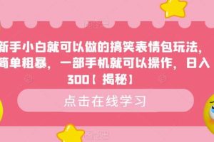新手小白就可以做的搞笑表情包玩法，簡單粗暴，一部手機(jī)就可以操作，日入300【揭秘】