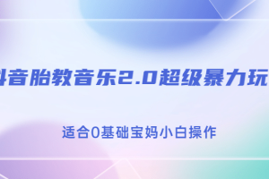 抖音胎教音樂2.0，超級暴力變現玩法，日入500 ，適合0基礎寶媽小白操作