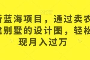 最新藍海項目，通過賣農(nóng)村自建別墅的設(shè)計圖，輕松實現(xiàn)月入過萬【揭秘】