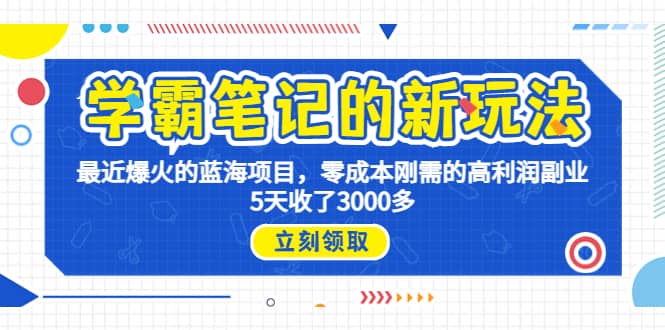 學(xué)霸筆記新玩法，最近爆火的藍(lán)海項(xiàng)目，0成本高利潤副業(yè)，5天收了3000多插圖