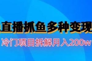 水邊直播抓魚，多種變現(xiàn)途徑冷門項(xiàng)目，月入200w拆解【揭秘】