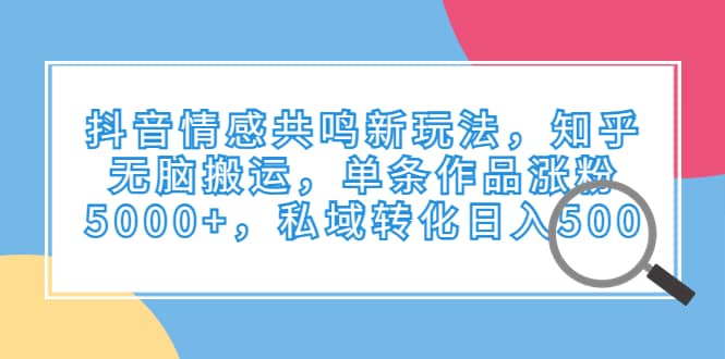 抖音情感共鳴新玩法，知乎無腦搬運(yùn)，單條作品漲粉5000 ，私域轉(zhuǎn)化日入500插圖