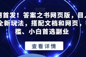 全網(wǎng)首發(fā)！答案之書網(wǎng)頁版，目入2K，全新玩法，搭配文檔和網(wǎng)頁，零門檻、小白首選副業(yè)【揭秘】