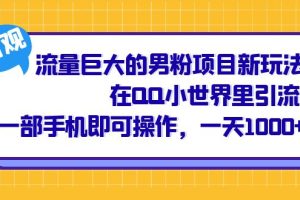 流量巨大的男粉項(xiàng)目新玩法，在QQ小世界里引流 一部手機(jī)即可操作，一天1000