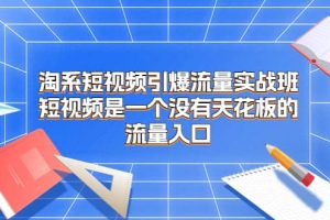 淘系短視頻引爆流量實(shí)戰(zhàn)班，短視頻是一個(gè)沒有天花板的流量入口