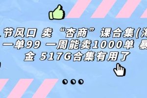 一單利潤99 一周能出1000單，賣杏商課程合集(海王秘籍)，暴力掘金
