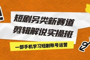 短劇另類新賽道剪輯解說實操班：一部手機學習短劇賬號運營（29節 價值500）