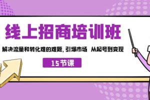 線上·招商培訓(xùn)班，解決流量和轉(zhuǎn)化難的難題 引爆市場(chǎng) 從起號(hào)到變現(xiàn)（15節(jié)）