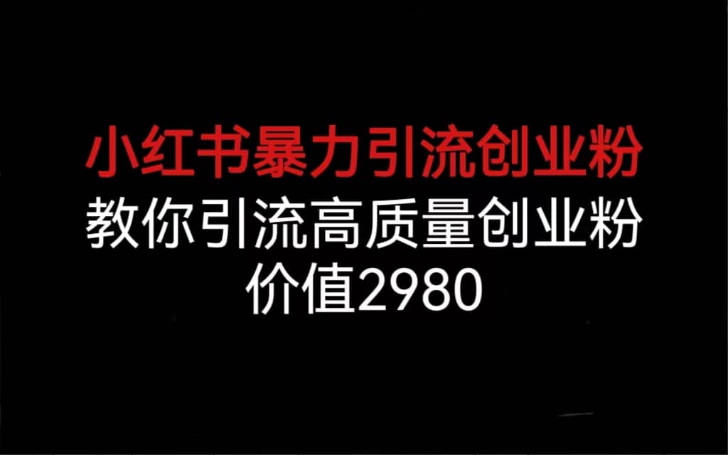 小紅書暴力引流創業粉，教你引流高質量創業粉，價值2980插圖