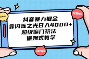 抖音暴力掘金，靠閃爍之光日入4000 ，超級偏門玩法 保姆式教學(xué)