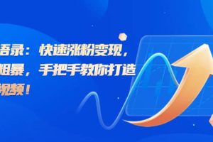 思維語(yǔ)錄：快速漲粉變現(xiàn)，簡(jiǎn)單粗暴，手把手教你打造爆款視頻