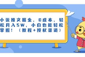 小說推文掘金，0成本，輕松月入5W，小白也能輕松掌握！（教程 授權渠道）