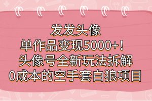 發(fā)發(fā)頭像，單作品變現(xiàn)5000 ！頭像號全新玩法拆解，0成本的空手套白狼項目