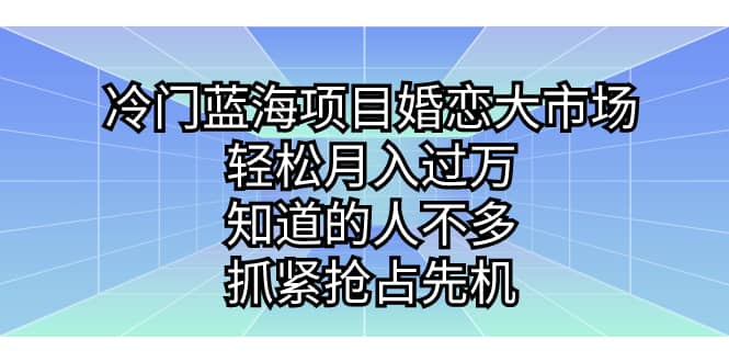 冷門藍(lán)海項(xiàng)目婚戀大市場(chǎng)，輕松月入過萬，知道的人不多，抓緊搶占先機(jī)插圖