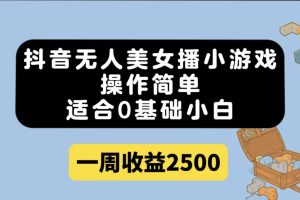 抖音無人美女播小游戲，操作簡單，適合0基礎小白一周收益2500