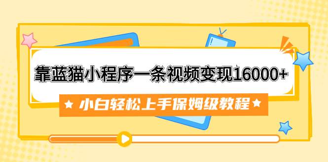 靠藍(lán)貓小程序一條視頻變現(xiàn)16000 小白輕松上手保姆級(jí)教程（附166G資料素材）插圖