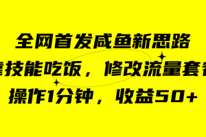 咸魚冷門新玩法，靠“技能吃飯”，修改流量套餐，操作1分鐘，收益50