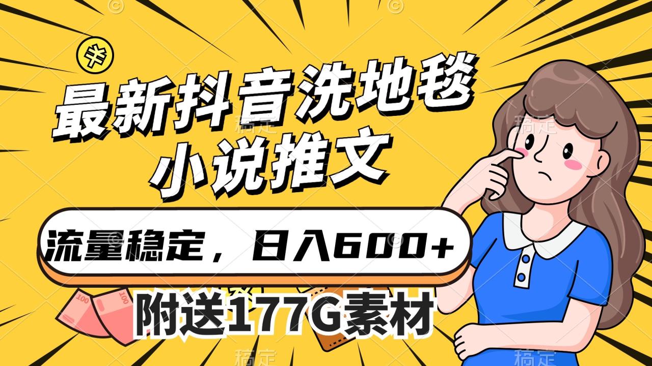 最新抖音洗地毯小說推文，流量穩定，一天收入600（附177G素材）插圖