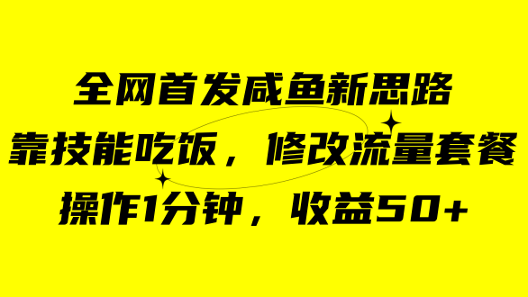 咸魚冷門新玩法，靠“技能吃飯”，修改流量套餐，操作1分鐘，收益50插圖