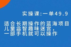 一單49.9長期藍海項目，兒童益智趣味迷宮，一部