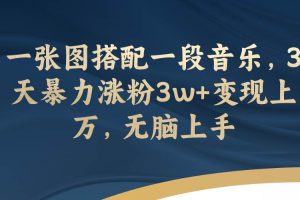 一張圖搭配一段音樂，3天暴力漲粉3w 變現上萬，無腦上手
