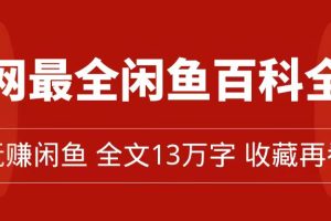 全網(wǎng)最全閑魚百科全書，全文13萬字左右，帶你玩賺閑魚賣貨，從0到月入過萬