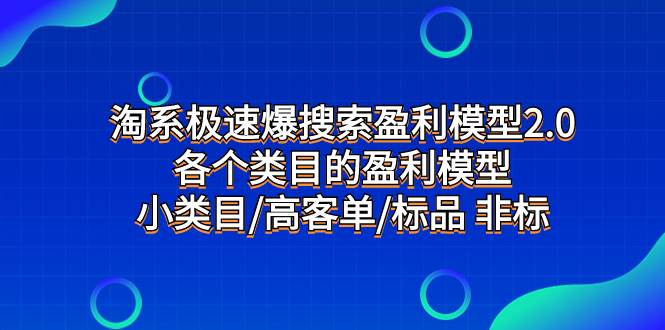 淘系極速爆搜索盈利模型2.0，各個類目的盈利模型，小類目/高客單/標品 非標插圖