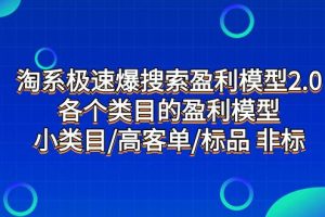 淘系極速爆搜索盈利模型2.0，各個類目的盈利模型，小類目/高客單/標品 非標