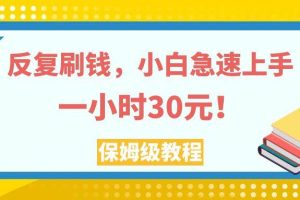 反復(fù)刷錢，小白急速上手，一個小時30元，實操教程。