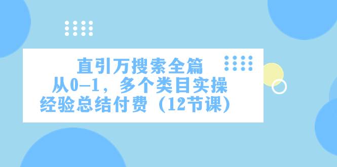 直引萬(wàn)·搜索全篇，從0-1，多個(gè)類目實(shí)操經(jīng)驗(yàn)總結(jié)付費(fèi)（12節(jié)課）插圖