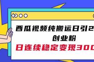 西瓜視頻純搬運日引200 創業粉，日連續變現3000 實操教程！