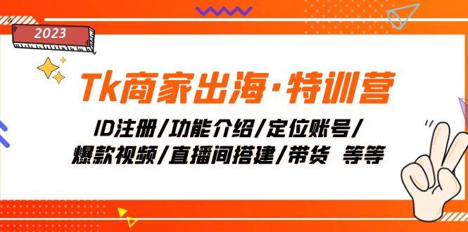 Tk商家出海·特訓營：ID注冊/功能介紹/定位賬號/爆款視頻/直播間搭建/帶貨插圖