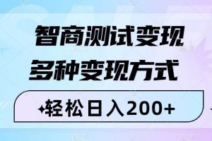 智商測試變現，輕松日入200 ，幾分鐘一個視頻，多種變現方式（附780G素材）